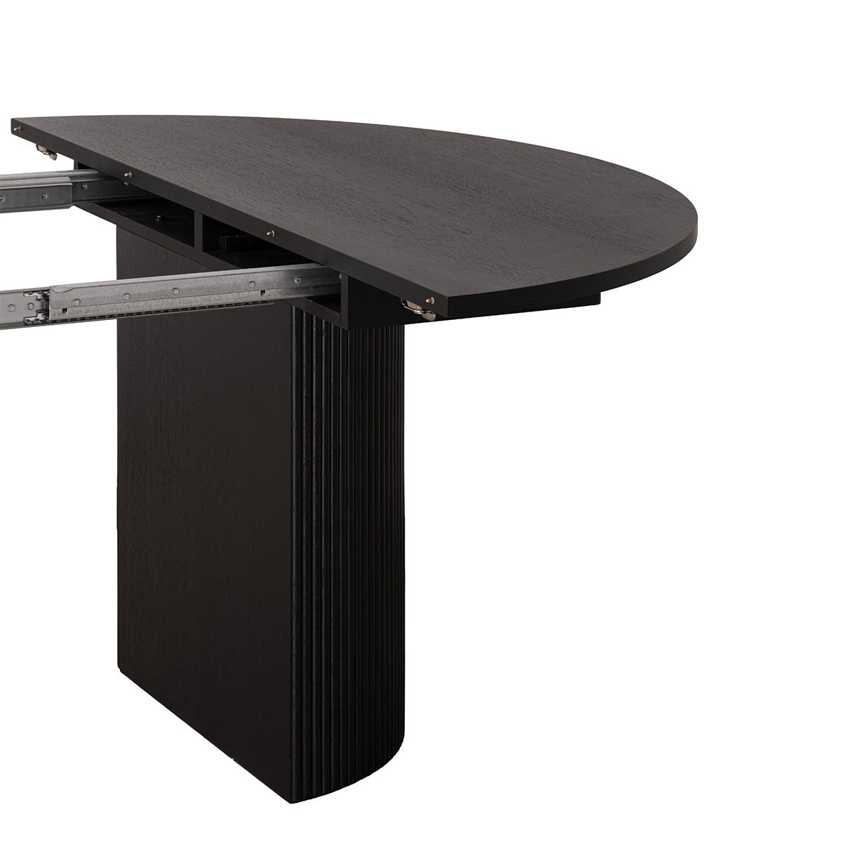 Noor rundt spisebord ø135 (285) med 3 tilleggsplater (sort eik)