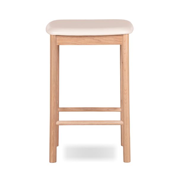 Hovedbilde Voss barstol (h68) lys heltre eik/sete lys beige PU