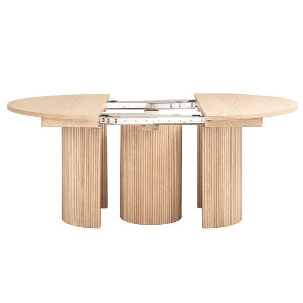 Hovedbilde Noor rundt spisebord ø135 (435) med 6 tilleggsplater (hvitvasket eik)