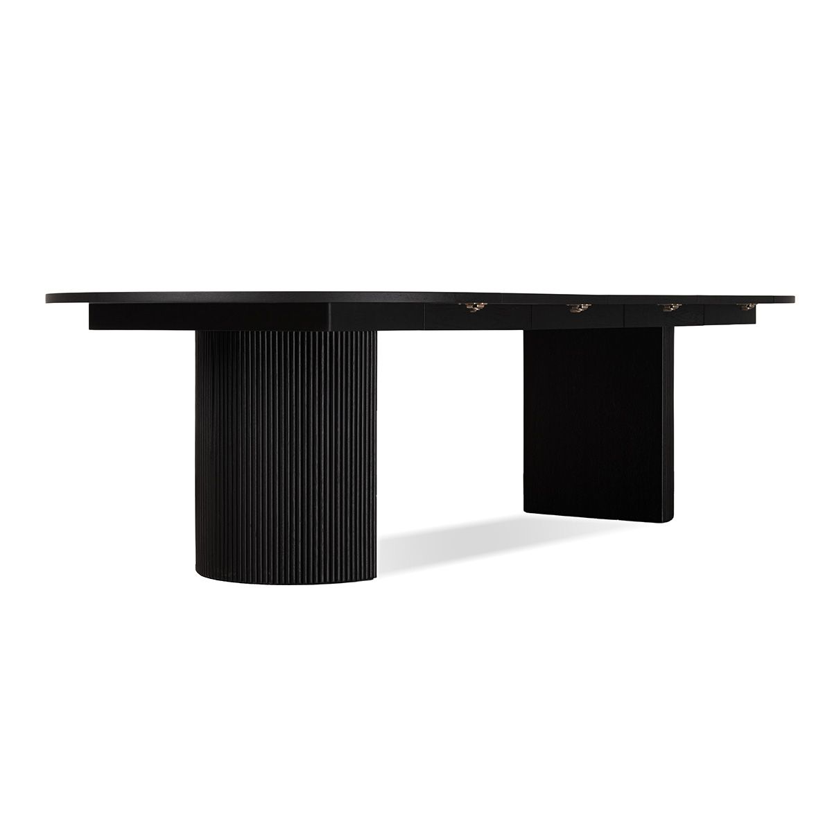 Noor rundt spisebord ø135 (285) med 3 tilleggsplater (sort eik)